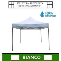 Gazebo 3x3 BIANCO tenda tendone impermeabile 100% tetto spalmato  richiudibile a fisarmonica - E.D. Shop