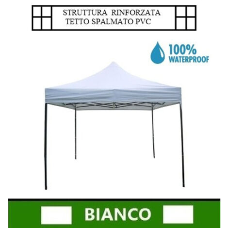 Gazebo pieghevole impermeabile in alluminio 3x3m Bianco - Mod. Super Ignis