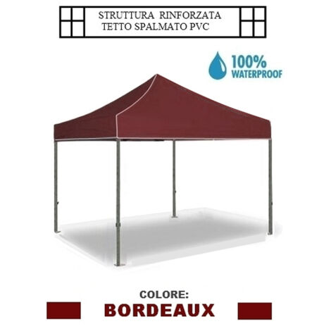 Gazebo pieghevole impermeabile in alluminio 3x3m Bordeaux - Mod. Super Ignis