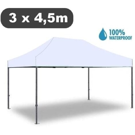 Gazebo pieghevole impermeabile in alluminio 3x4,5m Bianco - Mod. Magnum