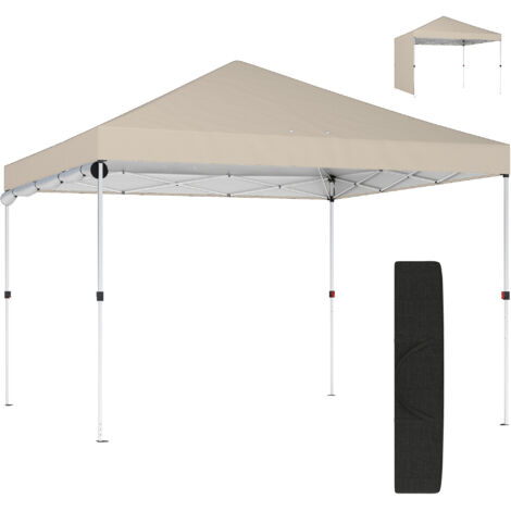 Gazebo Pieghevole Instantané 3x3 m avec Paroi Latérale, en Métal et Tissu Oxford, Beige