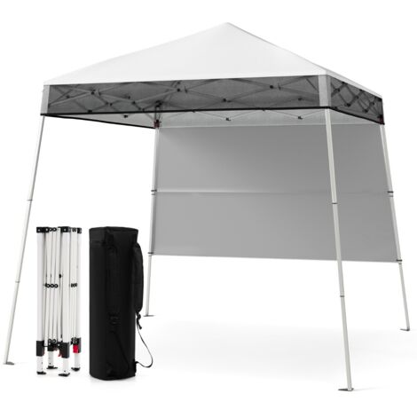 Gazebo pieghevole per esterni con gambe inclinabili regolabili per feste, Tenda a baldacchino pop-up 180 x 180 cm Bianco