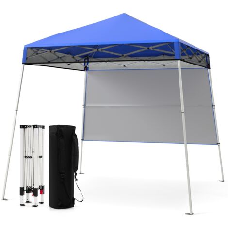 Gazebo pieghevole per esterni con gambe inclinabili regolabili per feste, Tenda a baldacchino pop-up 180 x 180 cm Blu