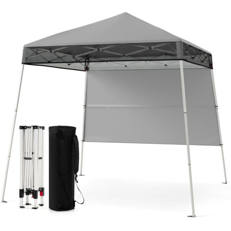 Gazebo pieghevole per esterni con gambe inclinabili regolabili per feste, Tenda a baldacchino pop-up 180 x 180 cm Grigio