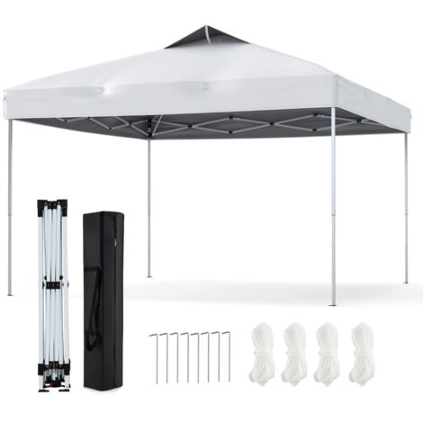 Gazebo pieghevole per patio all'aperto con blocco centrale, Gazebo pop-up da 295 x 295 cm Bianco