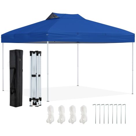 Gazebo pieghevole per patio all'aperto con blocco centrale, Gazebo pop-up da 295 x 295 cm Blu