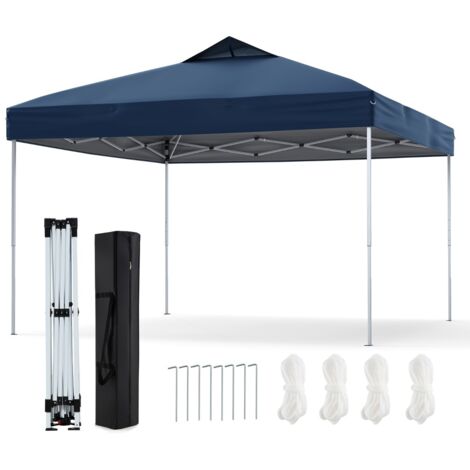 Gazebo pieghevole per patio all'aperto con blocco centrale, Gazebo pop-up da 295 x 295 cm Blu scuro