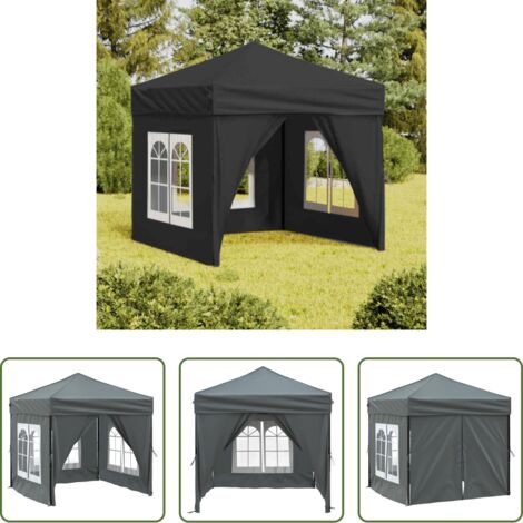 Gazebo pieghevole -  Tenda per Feste Pieghevole con Pareti Laterali Antracite 2x2 m