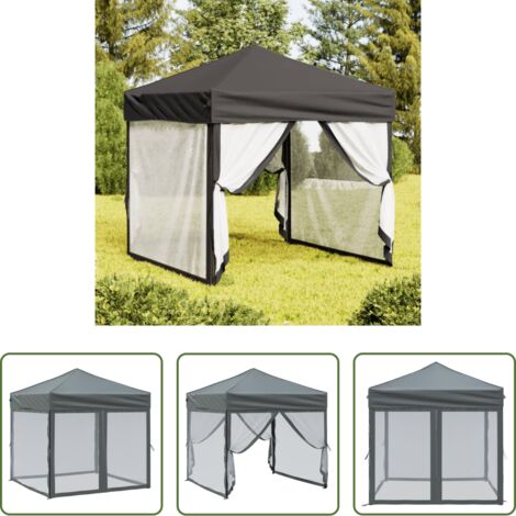 Gazebo pieghevole -  Tenda per Feste Pieghevole con Pareti Laterali Antracite 2x2 m