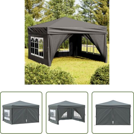 Gazebo pieghevole -  Tenda per Feste Pieghevole con Pareti Laterali Antracite 3x3 m