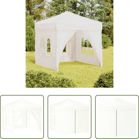 Gazebo pieghevole -  Tenda per Feste Pieghevole con Pareti Laterali Bianco 2x2 m