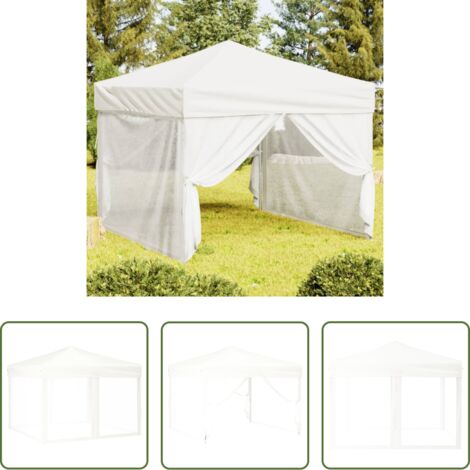 Gazebo pieghevole -  Tenda per Feste Pieghevole con Pareti Laterali Bianco 3x3 m