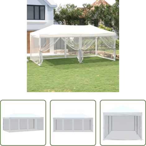 Gazebo pieghevole -  Tenda per Feste Pieghevole con Pareti Laterali Bianco 3x6 m