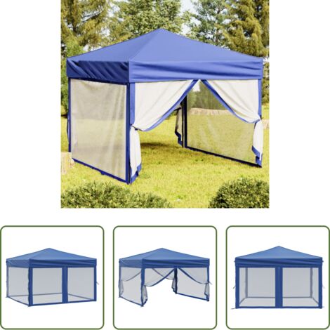 Gazebo pieghevole - Tenda per Feste Pieghevole con Pareti Laterali Blu 3x3 m