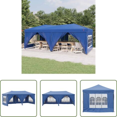Gazebo pieghevole -  Tenda per Feste Pieghevole con Pareti Laterali Blu 3x6 m