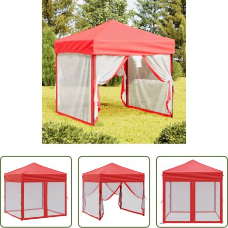 Gazebo pieghevole -  Tenda per Feste Pieghevole con Pareti Laterali Rosso 2x2 m