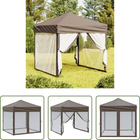Gazebo pieghevole -  Tenda per Feste Pieghevole con Pareti Laterali Tortora 2x2 m