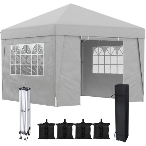 gazebo pliant 3x3 m hauteur réglable fenêtres ventilation structure acier toile Oxford pavillon jardin extérieur gris clair
