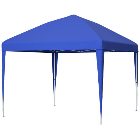 Gazebo pop-up pliable bleu à hauteur ajustable, livré avec 4 sacs de sable et un sac de transport, abri extérieur pratique et compact pour jardin, terrasse et événements.
