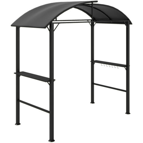 Gazebo pour barbecue 233 x 110 x 235 cm à double toit, doté d'étagères de rangement, abri extérieur pratique parfait pour barbecues et réceptions festives au jardin.