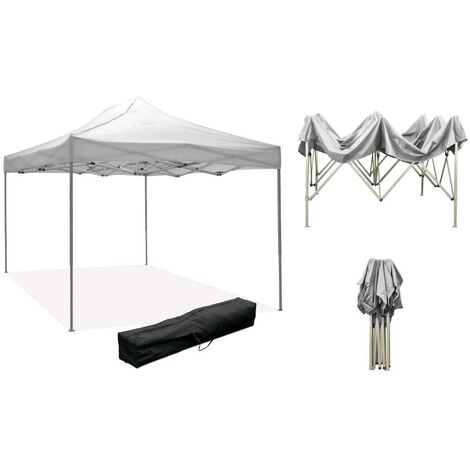 Gazebo Richiudibile 3x4,5 metri Bianco Telo in PVC Impermeabile per Banchetti
