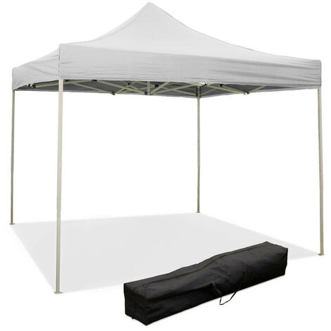 Gazebo Richiudibile Pieghevole 2x2m in Acciaio e PVC Impermeabile Bianco