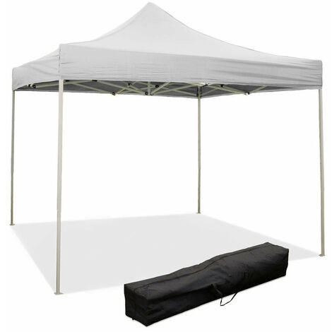 Gazebo Richiudibile Pieghevole 3x3m in Acciaio e PVC Impermeabile Bianco