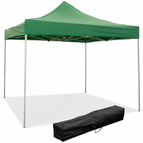 Gazebo Richiudibile Pieghevole 3x3m in Acciaio e PVC Impermeabile Verde