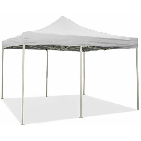 Gazebo Richiudibile Pieghevole 3x6m in Acciaio e PVC Impermeabile Bianco