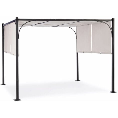 Gazebo Slide 3x3 Metri in Acciaio Colore Telo Grigio Pali Antracite