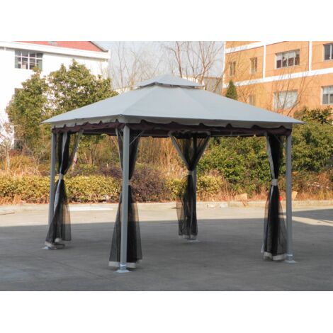 Gazebo Smeralda 3x3x2.7 m structure en acier dessus en polyester et couvertures de moustiquaire pour jardin exte'rieur
