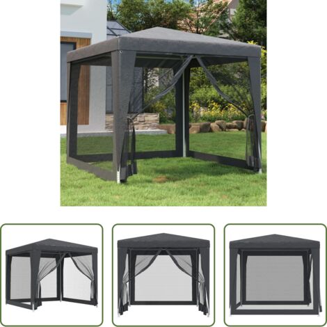 Gazebo -  Tenda per Feste con 4 Pareti in Rete Antracite 2,5x2,5 m HDPE