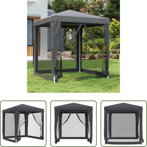 Gazebo -  Tenda per Feste con 4 Pareti in Rete Antracite 2x2 m in HDPE