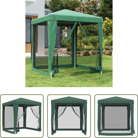Gazebo -  Tenda per Feste con 4 Pareti Laterali in Rete Verde 2x2 m HDPE