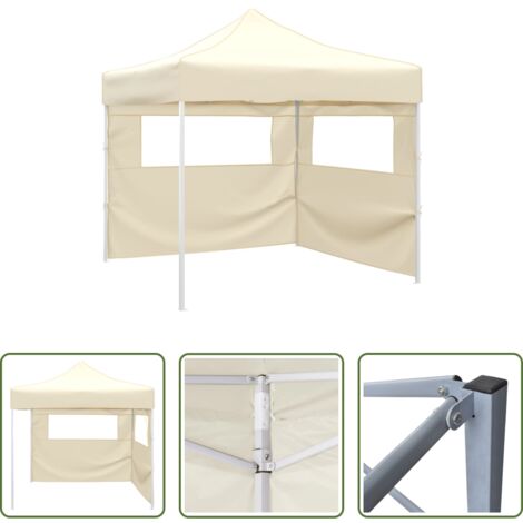 Gazebo -  Tenda Pieghevole con 2 Pareti 291x291x315 cm Crema
