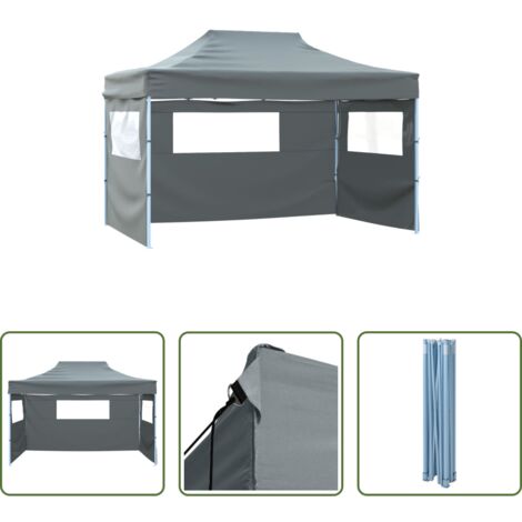 Gazebo -  Tenda Pieghevole con 3 Pareti 431x291x315 cm Antracite