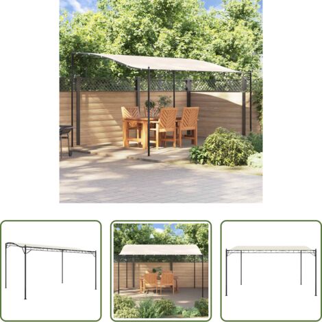 Gazebo -  Tettoia Crema 4x3 m 180 g/m² Tessuto e Acciaio