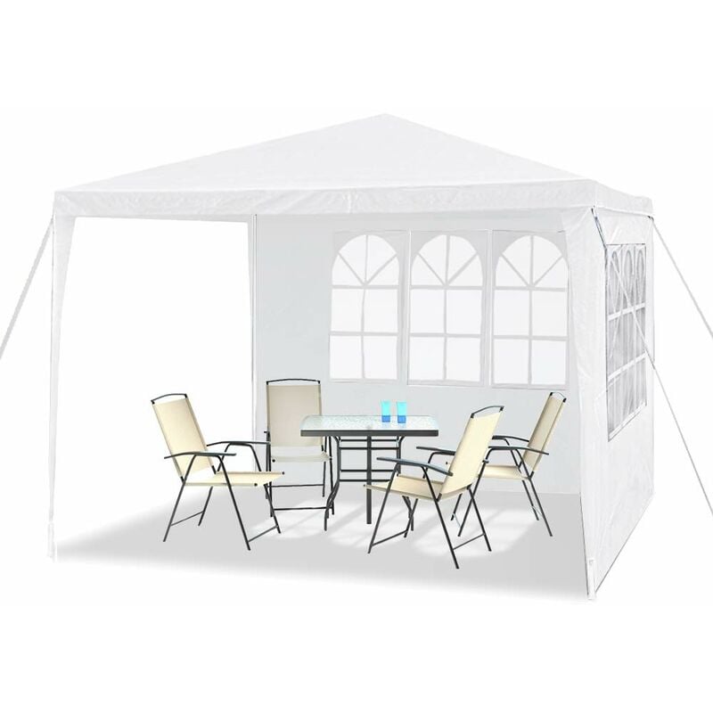 Gazebo Tonnelle Pliante 3x3m Tente Pliante Stable Etanche avec 4 Panneaux Latéraux & Fenêtres & Clous Fixes Tonnelle de Jardin Pliable Résistant à