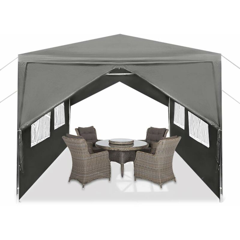 Gazebo Tonnelle Pliante 3x6m Tente Pliante Stable Etanche avec 4 Panneaux Latéraux & Fenêtres & Clous Fixes Tonnelle de Jardin Pliable Résistant à