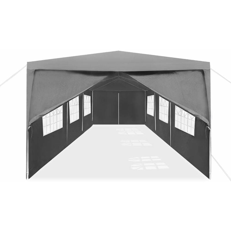 Gazebo Tonnelle Pliante 3x9m Tente Pliante Stable Etanche avec 4 Panneaux Latéraux & Fenêtres & Clous Fixes Tonnelle de Jardin Pliable Résistant à