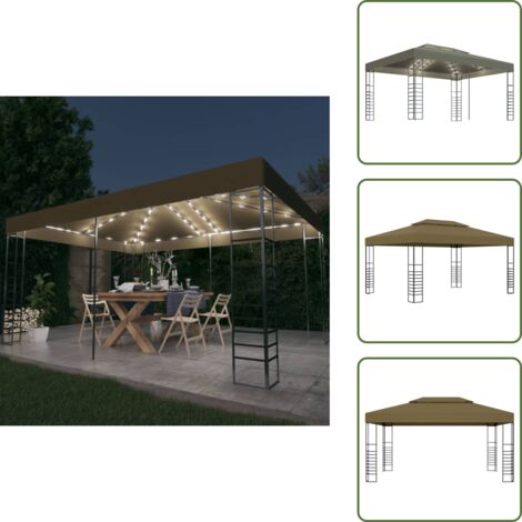 Gazebo ventilato - vidaXL Gazebo con Luci LED a Stringa 3x4 m Grigio Talpa - Gazebo per feste