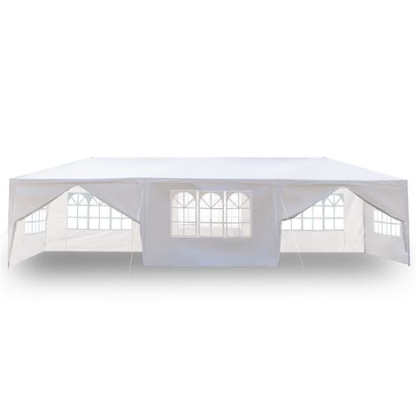 Waterproof PE Gazebo with 8 Removable Panels, Portable Heavy Duty Canopy Tent for Garden Market Stalls Party Wedding Beach Outdoor (3m x 9m)