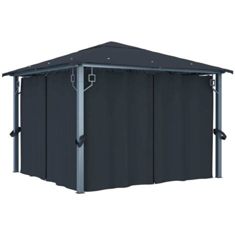 Gazebo with Curtain 300x300 cm Anthracite Aluminium vidaXL