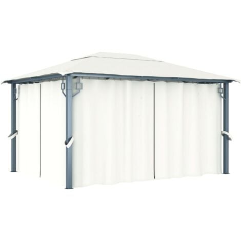 Gazebo with Curtain 400 x 300 cm Cream Aluminium
