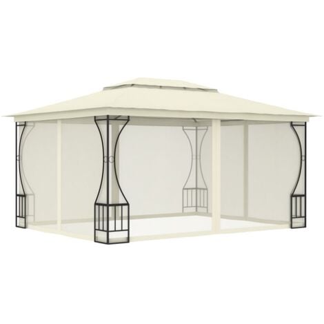 Gazebo with Curtains 300x400x265 cm Cream