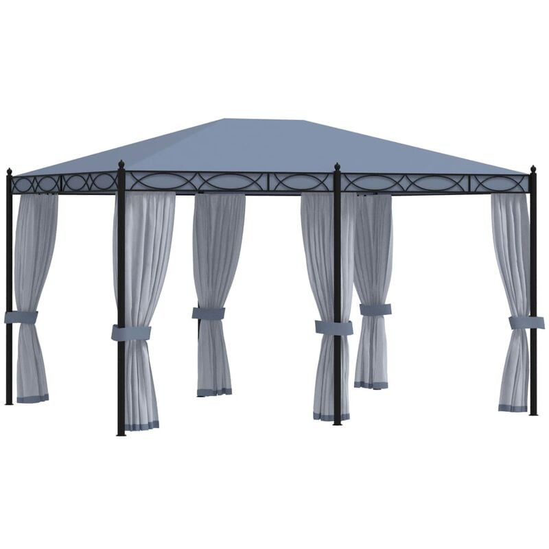 Gazebo with Mesh Screens 3x4 m Anthracite Steel Vidaxl