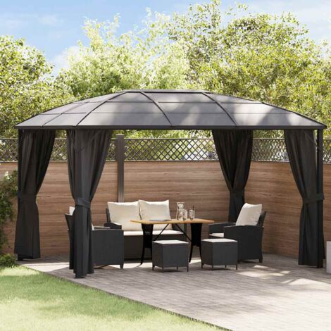 Gazebo with Curtains 400x300x265 cm Anthracite vidaXL
