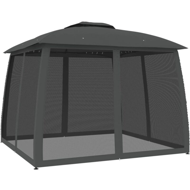 Vidaxl - Gazebo With Double Roof And Mesh Walls Anthracite 2.93x2.93 M Steel