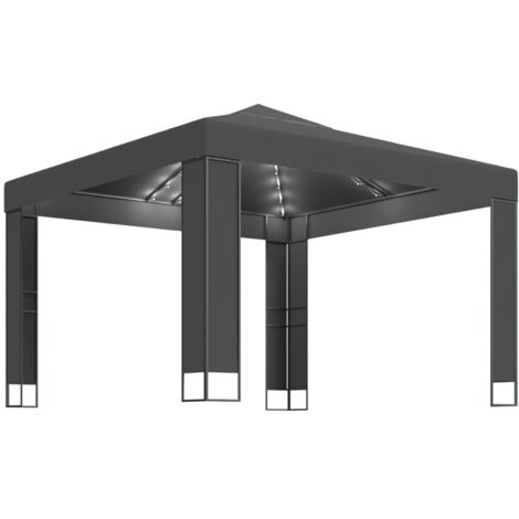 Gazebo with Double Roof&LED String Lights 3x3 m Anthracite vidaXL