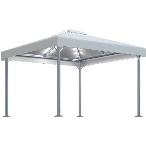 Gazebo with LED String Lights 300x300 cm Cream Aluminium vidaXL
